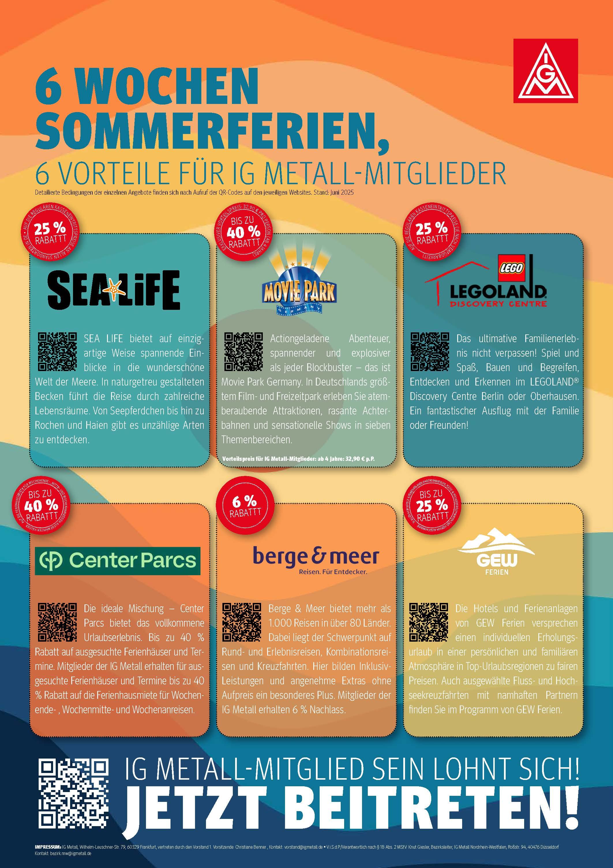 6 Wochen Ferien 6 Vorteile Plakat
