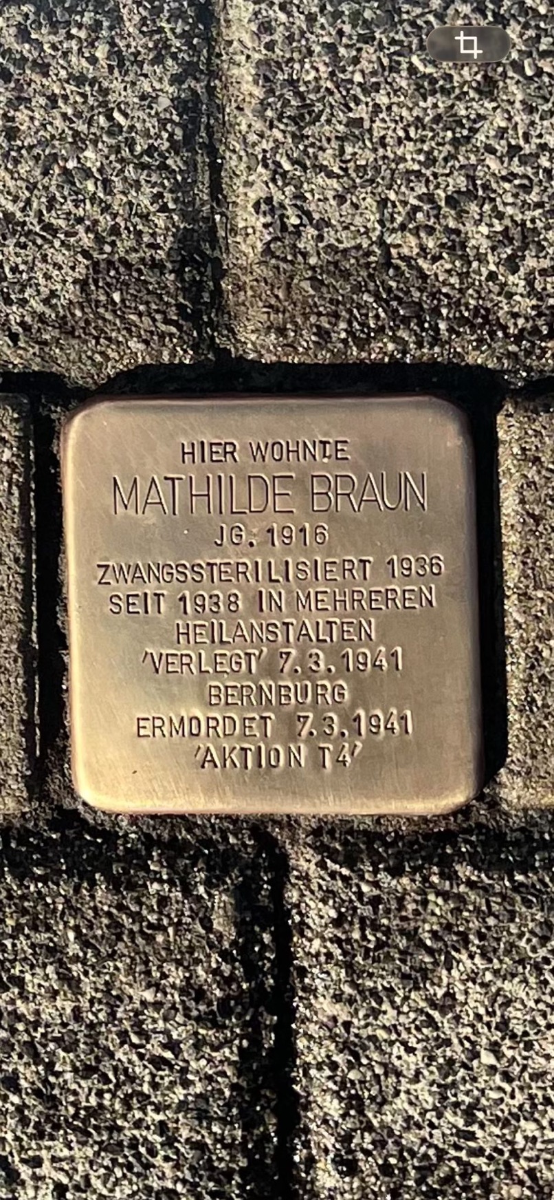 Stolperstein Mathilde Braun